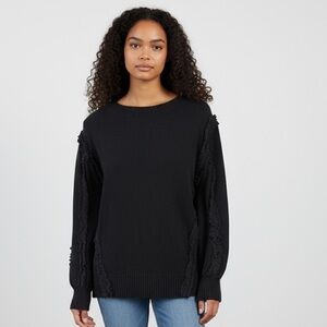 LUCY PARIS ladies black crewneck long sleeve sweat sweater NWOT size large